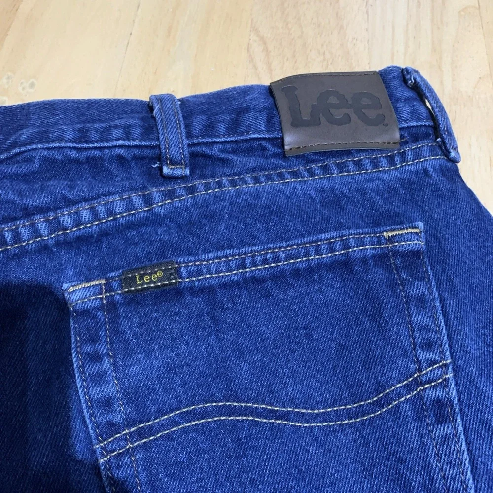 Lee Men's Size 42x30 Blue Regular Fit Straight Dark Wash Denim‎ Jeans